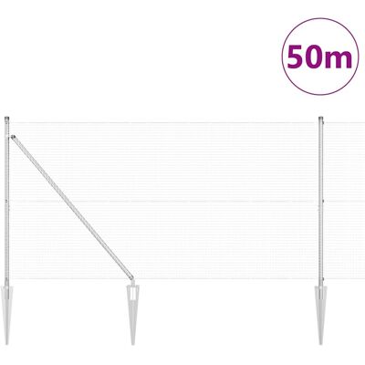 Gegalvaniseerde Stalen Omheining - 13 Palen 1.2x50m - Buiten Gegalvaniseerde Stalen Omheining - 13 Palen 1.2x50m - Buiten