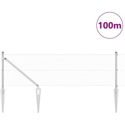 Gegalvaniseerd stalen hek met 13 spijlen 0,8x100 m - Hek Gegalvaniseerd stalen hek met 13 spijlen 0,8x100 m - Hek