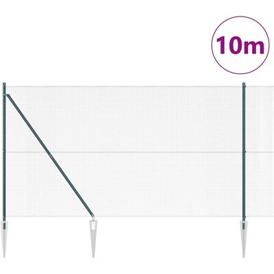 Tuinhek met 7 Groene Palen 1.6x10 m Staal vidaXL Tuinhek met 7 Groene Palen 1.6x10 m Staal vidaXL