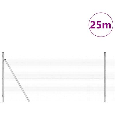 vidaXL Gelast Draadhek met Betonnen Basis 25 x 1 m Zilverkleurig Mesh vidaXL Gelast Draadhek met Betonnen Basis 25 x 1 m Zilverkleurig Mesh