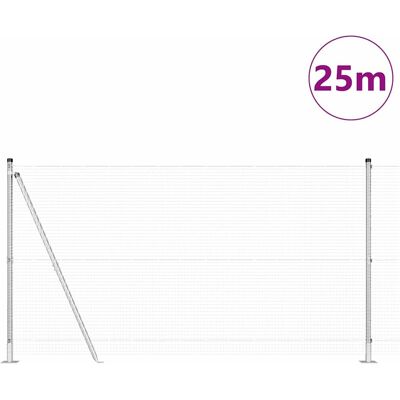 vidaXL Gelast Draadhek met Betonnen Basis 25 x 1,2 m Zilverkleurig vidaXL Gelast Draadhek met Betonnen Basis 25 x 1,2 m Zilverkleurig