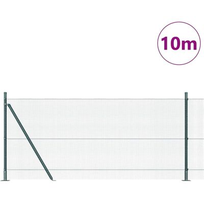 vidaXL Groene draadhek 0,8x10 m met 7 palen - Schutting vidaXL Groene draadhek 0,8x10 m met 7 palen - Schutting