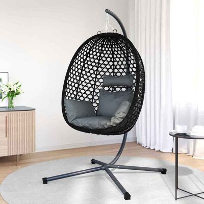 Vidaxl - Hangstoel Ei Anthraciet Polyrattan Vidaxl - Hangstoel Ei Anthraciet Polyrattan