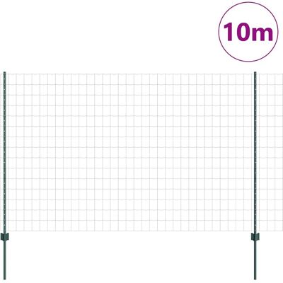 Euro hek met 5 U-palen Groen 1.6x10 m Staal vidaXL - Hek Euro hek met 5 U-palen Groen 1.6x10 m Staal vidaXL - Hek