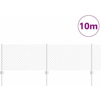 vidaXL Tuinhek 0.6x10 m Zilveren Stalen Gaas met 10 U-palen vidaXL Tuinhek 0.6x10 m Zilveren Stalen Gaas met 10 U-palen