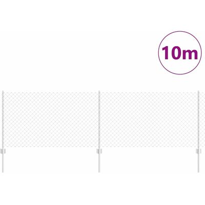 vidaXL Kettinghek met 10 palen in zilver 0,8x10 m - Hek vidaXL Kettinghek met 10 palen in zilver 0,8x10 m - Hek