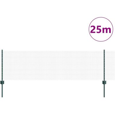 vidaXL Tuinhek met 11 Palen - Zwaar metalen, Groen, 0,6x25 m vidaXL Tuinhek met 11 Palen - Zwaar metalen, Groen, 0,6x25 m