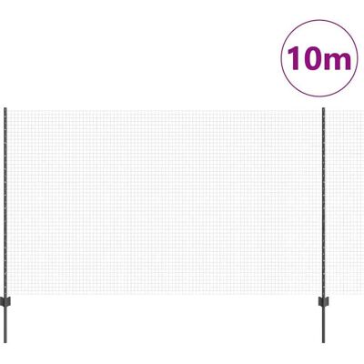 vidaXL Tuinhek 10 Palen Grijs 1.4x10m - Tuinhek vidaXL Tuinhek 10 Palen Grijs 1.4x10m - Tuinhek