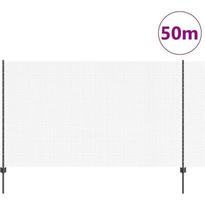 vidaXL Stalen tuinhek 44 palen 1,4x50 m - Tuinhek vidaXL Stalen tuinhek 44 palen 1,4x50 m - Tuinhek