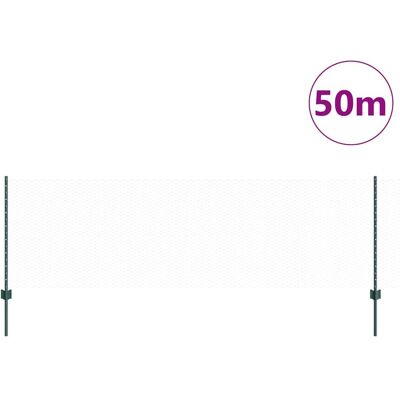 vidaXL Groene Zeskantige Omheining 0,8x50 m Staal - Omheining vidaXL Groene Zeskantige Omheining 0,8x50 m Staal - Omheining