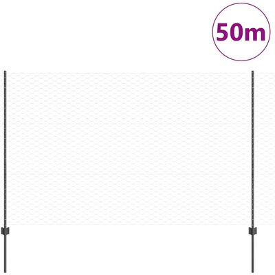 VidaXL Tuinafsluitset met Zeskantige Plaat 1.5x50 m Grijs VidaXL Tuinafsluitset met Zeskantige Plaat 1.5x50 m Grijs