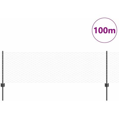 vidaXL Stalen Tuinhek Set 5 Panelen Hexagonaal Grijs 0.6x100 m vidaXL Stalen Tuinhek Set 5 Panelen Hexagonaal Grijs 0.6x100 m