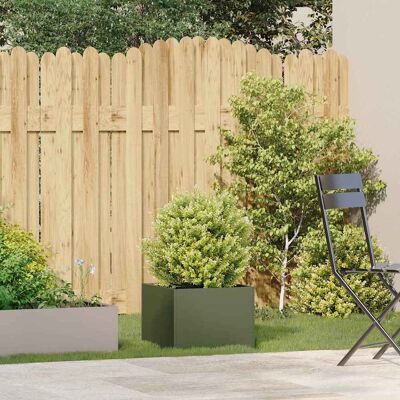 vidaXL Olijfgroene Stalen Bloempot - Tuin vidaXL Olijfgroene Stalen Bloempot - Tuin