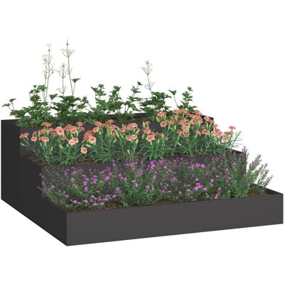 vidaXL Tuinplantbak - Staal 90x90x35cm Zwart vidaXL Tuinplantbak - Staal 90x90x35cm Zwart