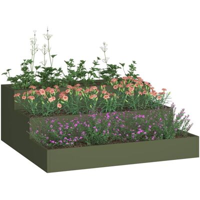 vidaXL Tuinplantbak 3 Laags Olijf Staal vidaXL Tuinplantbak 3 Laags Olijf Staal