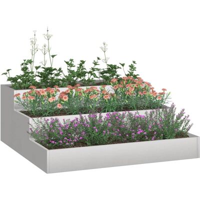 vidaXL Zilveren roestvrijstalen tuinplantbak 90x90x35cm - Plantenbak vidaXL Zilveren roestvrijstalen tuinplantbak 90x90x35cm - Plantenbak