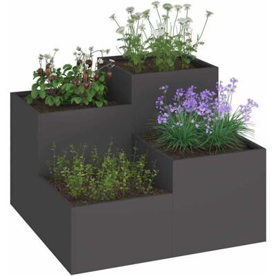 vidaXL Plantenbak Zwart 100 x 100 x 60 cm Staal vidaXL Plantenbak Zwart 100 x 100 x 60 cm Staal