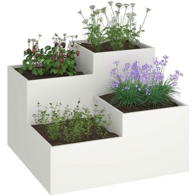 vidaXL Witte kunststof tuinplantbak - Plantcontainer vidaXL Witte kunststof tuinplantbak - Plantcontainer