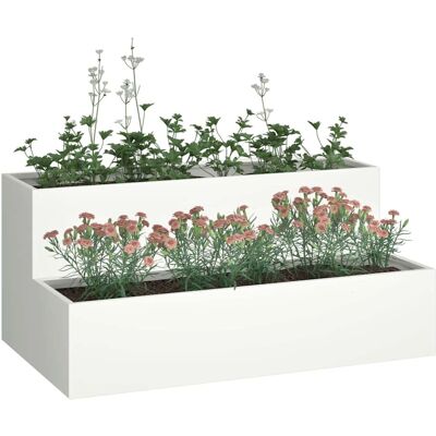 vidaXL Witte kunststof tuinplantbak - 100x60x45cm vidaXL Witte kunststof tuinplantbak - 100x60x45cm