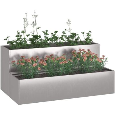 vidaXL Tuinplant Roestvrij Staal 100 x 60 x 45 cm Duurzaam Zilver - Plant Standaard vidaXL Tuinplant Roestvrij Staal 100 x 60 x 45 cm Duurzaam Zilver - Plant Standaard