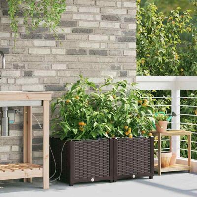 Vidaxl Tuinpotten met Zelfwateringsysteem 2 stuks Bruin Vidaxl Tuinpotten met Zelfwateringsysteem 2 stuks Bruin