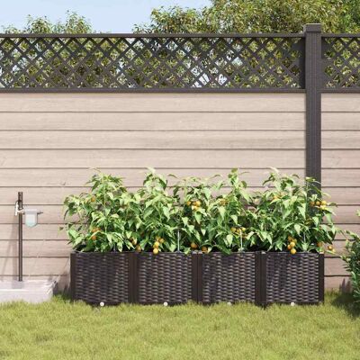 Vidaxl Tuinpotten met Bewateringssysteem 4 stuks Bruin Vidaxl Tuinpotten met Bewateringssysteem 4 stuks Bruin