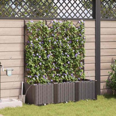 VidaXL Tuinplantbakken met irrigatiesysteem 3 stuks Bruin - Tuinplantbak VidaXL Tuinplantbakken met irrigatiesysteem 3 stuks Bruin - Tuinplantbak