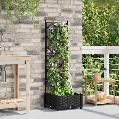 VidaXL Tuinplantbak met Klimrooster Zwart 40x40x125,5 cm VidaXL Tuinplantbak met Klimrooster Zwart 40x40x125,5 cm