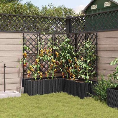 Vidaxl - Tuinafvalbak met Spalier 5 stuks Zwart 120x120x143 cm Vidaxl - Tuinafvalbak met Spalier 5 stuks Zwart 120x120x143 cm