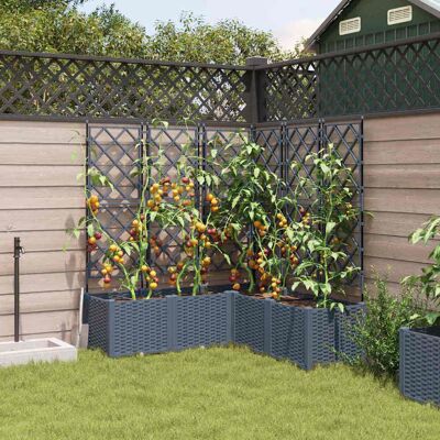 vidaXL Plantenbak 5 st Lichtgrijs 120 x 120 x 143 cm PP vidaXL Plantenbak 5 st Lichtgrijs 120 x 120 x 143 cm PP