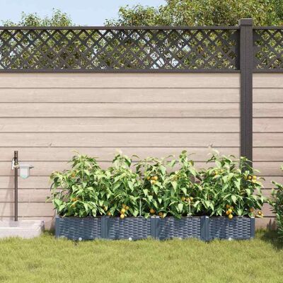 VidaXL Tuin Lichtgrijs Rechthoekige Plastic Bloempot - Bloempot VidaXL Tuin Lichtgrijs Rechthoekige Plastic Bloempot - Bloempot