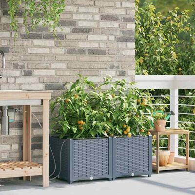 Vidaxl Tuinpotten met Bevloedsysteem - 2 stuks, Lichtgrijs Vidaxl Tuinpotten met Bevloedsysteem - 2 stuks, Lichtgrijs