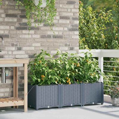 Vidaxl Tuinplantpotten met Zelfwateringssysteem 3 stuks Lichtgrijs Vidaxl Tuinplantpotten met Zelfwateringssysteem 3 stuks Lichtgrijs