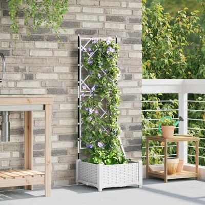 Vidaxl - Macetero con Enrejado Blanco 40x40x125.5 cm Vidaxl - Macetero con Enrejado Blanco 40x40x125.5 cm