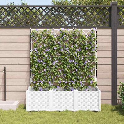 Vidaxl Wit Bloempot met Klimrooster 3 stuks 120x40x143 cm - Bloempot met Ondersteuning Vidaxl Wit Bloempot met Klimrooster 3 stuks 120x40x143 cm - Bloempot met Ondersteuning
