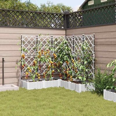 Tuinplantbak met Klimrooster 5 stuks Wit 120x120x125.5 cm Tuinplantbak met Klimrooster 5 stuks Wit 120x120x125.5 cm