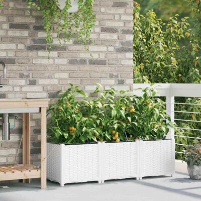 VidaXL Tuinplantbakken met Watergeefsysteem 3 stuks Wit VidaXL Tuinplantbakken met Watergeefsysteem 3 stuks Wit