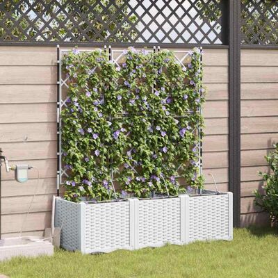 Vidasxl Tuinplantbakken met irrigatiesysteem 3 stuks Wit Vidasxl Tuinplantbakken met irrigatiesysteem 3 stuks Wit