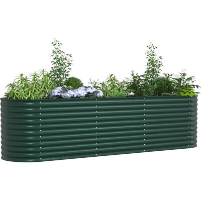 vidaXL Tuin verhoogbed Groen Staal 320x80x81cm vidaXL Tuin verhoogbed Groen Staal 320x80x81cm