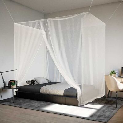 vidaXL Wit Hangende Muggennet - Muggen Gaas Net Bed Koepel vidaXL Wit Hangende Muggennet - Muggen Gaas Net Bed Koepel