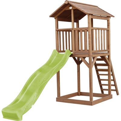 AXI Beach Tower Speeltoren Bruin - Limoen groene Glijbaan AXI Beach Tower Speeltoren Bruin - Limoen groene Glijbaan