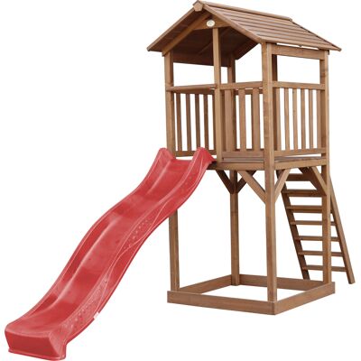AXI Beach Tower Speeltoren Bruin - Rode Glijbaan AXI Beach Tower Speeltoren Bruin - Rode Glijbaan