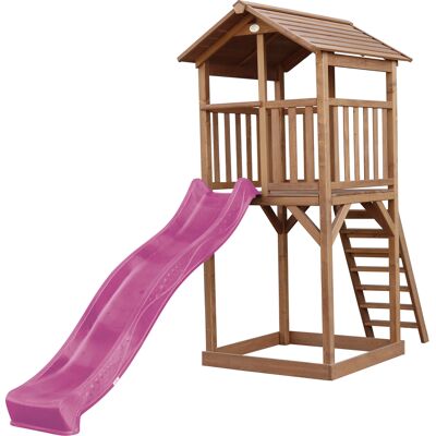 AXI Beach Tower Speeltoren Bruin - Paarse Glijbaan AXI Beach Tower Speeltoren Bruin - Paarse Glijbaan