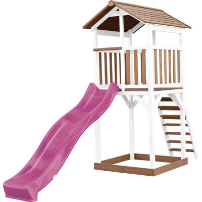 AXI Beach Tower Speeltoren Bruin/wit - Paarse Glijbaan AXI Beach Tower Speeltoren Bruin/wit - Paarse Glijbaan