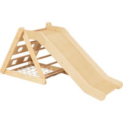 Sunny Sammie 2-in-1 Houten Klimdriehoek met Glijbaan Naturel Sunny Sammie 2-in-1 Houten Klimdriehoek met Glijbaan Naturel