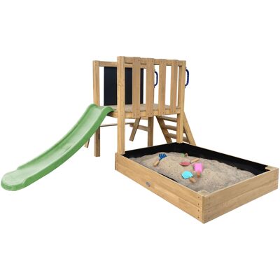 AXI Leah Mini Speeltoren met Zandbak, Picknicktafel en Krijtbord – Limoen Groene Glijbaan AXI Leah Mini Speeltoren met Zandbak, Picknicktafel en Krijtbord – Limoen Groene Glijbaan