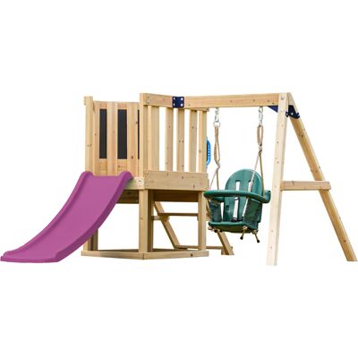 AXI Timo Mini Speeltoestel met Babyschommel, Klimwand en Krijtbord – Paarse Glijbaan AXI Timo Mini Speeltoestel met Babyschommel, Klimwand en Krijtbord – Paarse Glijbaan