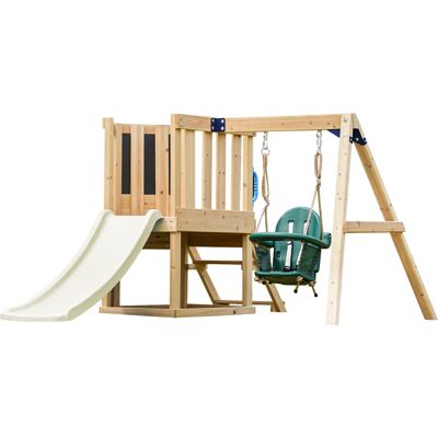 AXI Timo Mini Speeltoestel met Babyschommel, Klimwand en Krijtbord – Crème Glijbaan AXI Timo Mini Speeltoestel met Babyschommel, Klimwand en Krijtbord – Crème Glijbaan