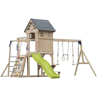 AXI Duncan Speeltoestel met Schommels, Klimrekken en Monkey Bars – Limoen Groene Glijbaan AXI Duncan Speeltoestel met Schommels, Klimrekken en Monkey Bars – Limoen Groene Glijbaan