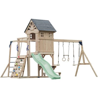 AXI Duncan Speeltoestel met Schommels, Klimrekken en Monkey Bars – Pastel Groene Glijbaan AXI Duncan Speeltoestel met Schommels, Klimrekken en Monkey Bars – Pastel Groene Glijbaan